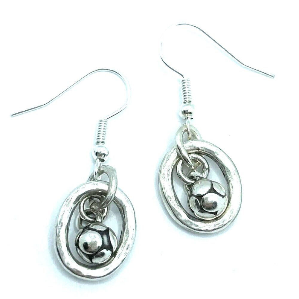 Brighton Pebble Metal Silver Hoops & Beads Hammered Silver Custom Earrings